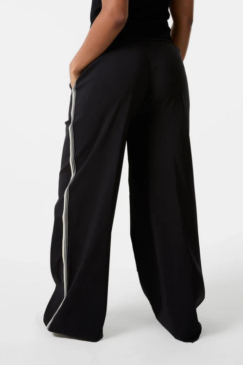 Side Stripe Wide Leg Trouser - Black
