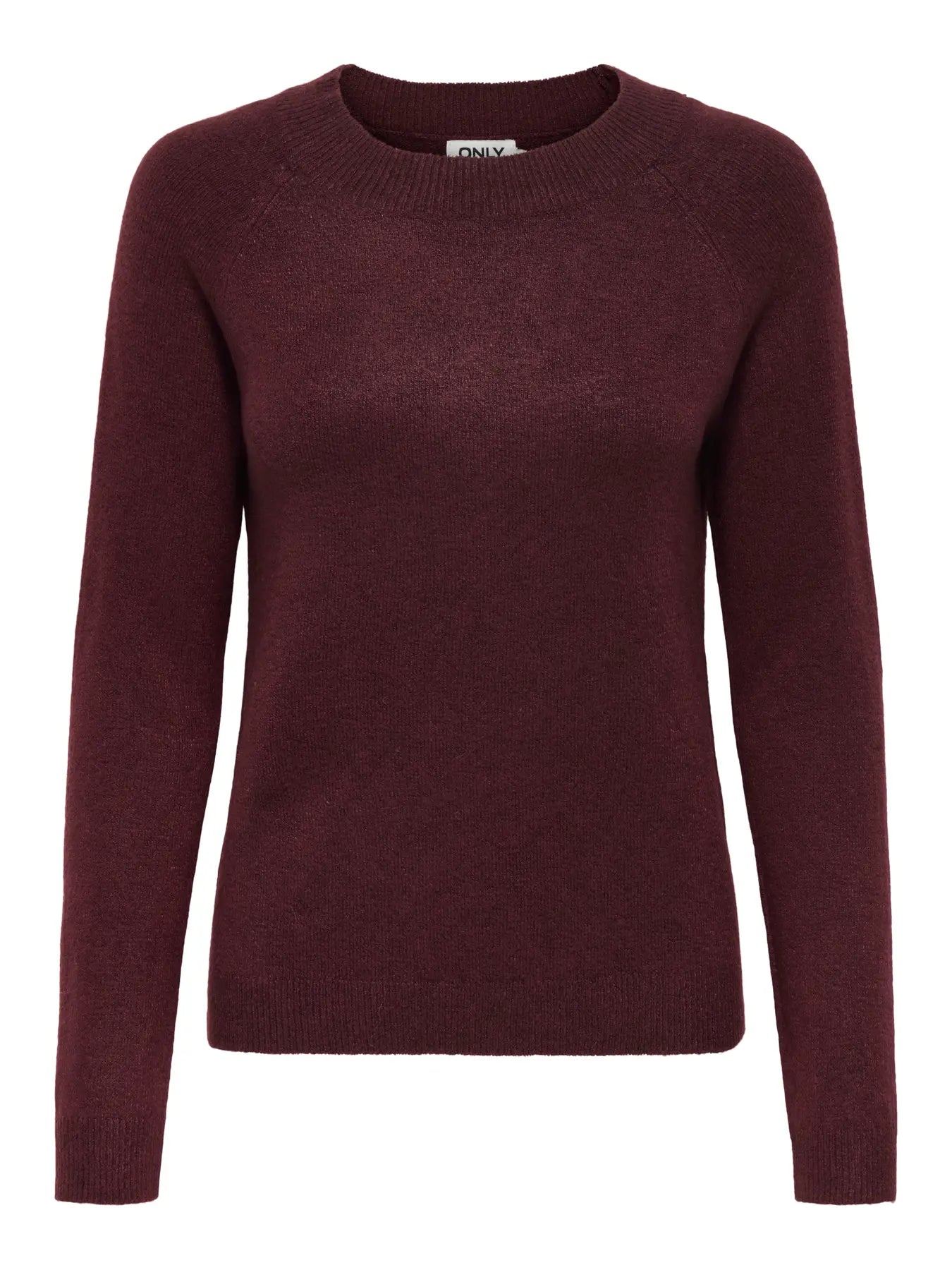 Round Neck Lightweight Jumper - Wine Melange