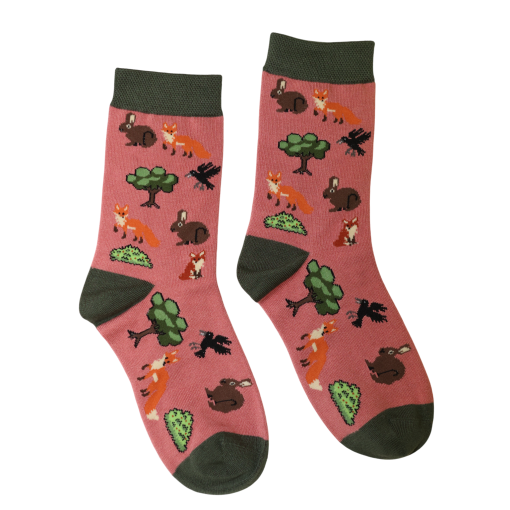 Bamboo Sock - Pink Woodland