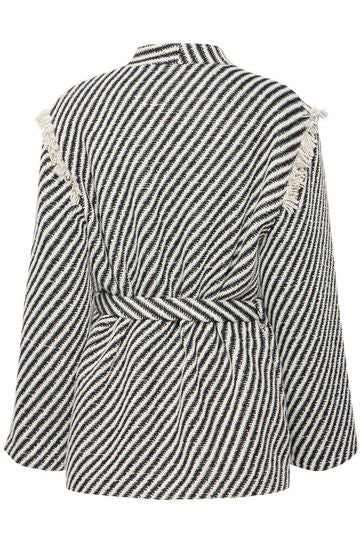 Kat Wrap Coat with Belt - Black Stripe